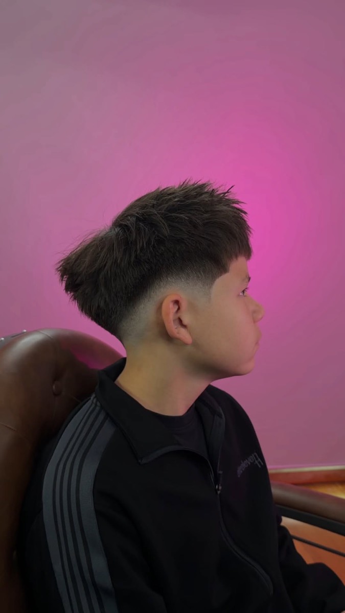 Burst-style drop fade with a messy crop on a pink backdrop